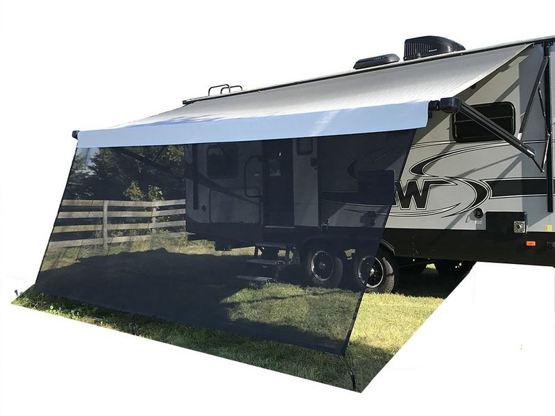 Tentproinc RV Awning Sun Shade Screen 9' X 17' 3'' (Fit for 18' Awning) Mesh Screen Sunshade RV Awning Sunscreen Motorhome Camping Trailer Awning Shadescreen Block UV Glare - 3 Year Warranty (Black) - Image 1